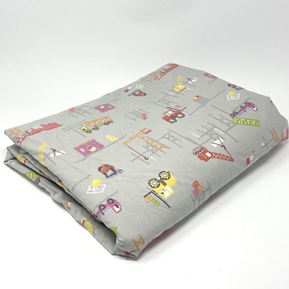 Garnet Hill Kids Construction Vehicles Full Queen Duvet Cover *Missing Buttons* - Picture 1 of 4